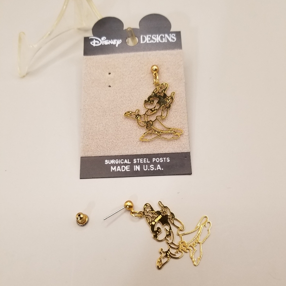Fantasia's Sorcerer's Apprentice Mickey Mouse Gold Tone Post Earrings - Picture 2 of 3